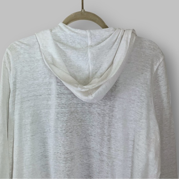 Tahari Linen Hooded Cardigan Sz 2X White Semi Sheer Coastal Resortwear Vacation - Picture 10 of 11